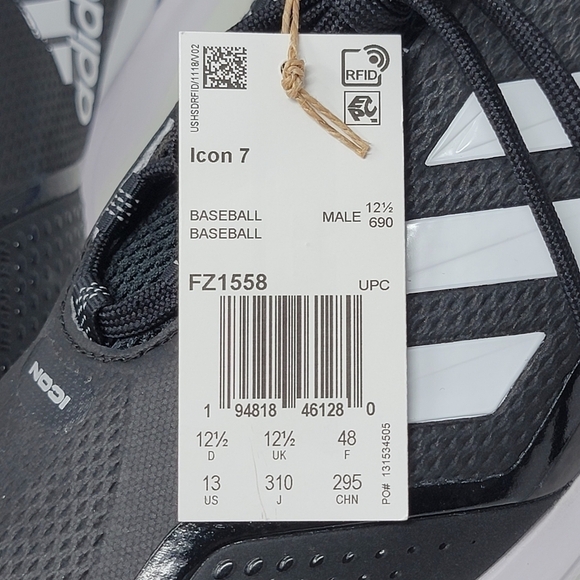 Adidas Icon 7 Shoes Black White Men\'s Size 13 Metal Baseball Cleats FZ1558 New main image 4